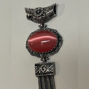 Vintage Silver Pendant with Pink Gem